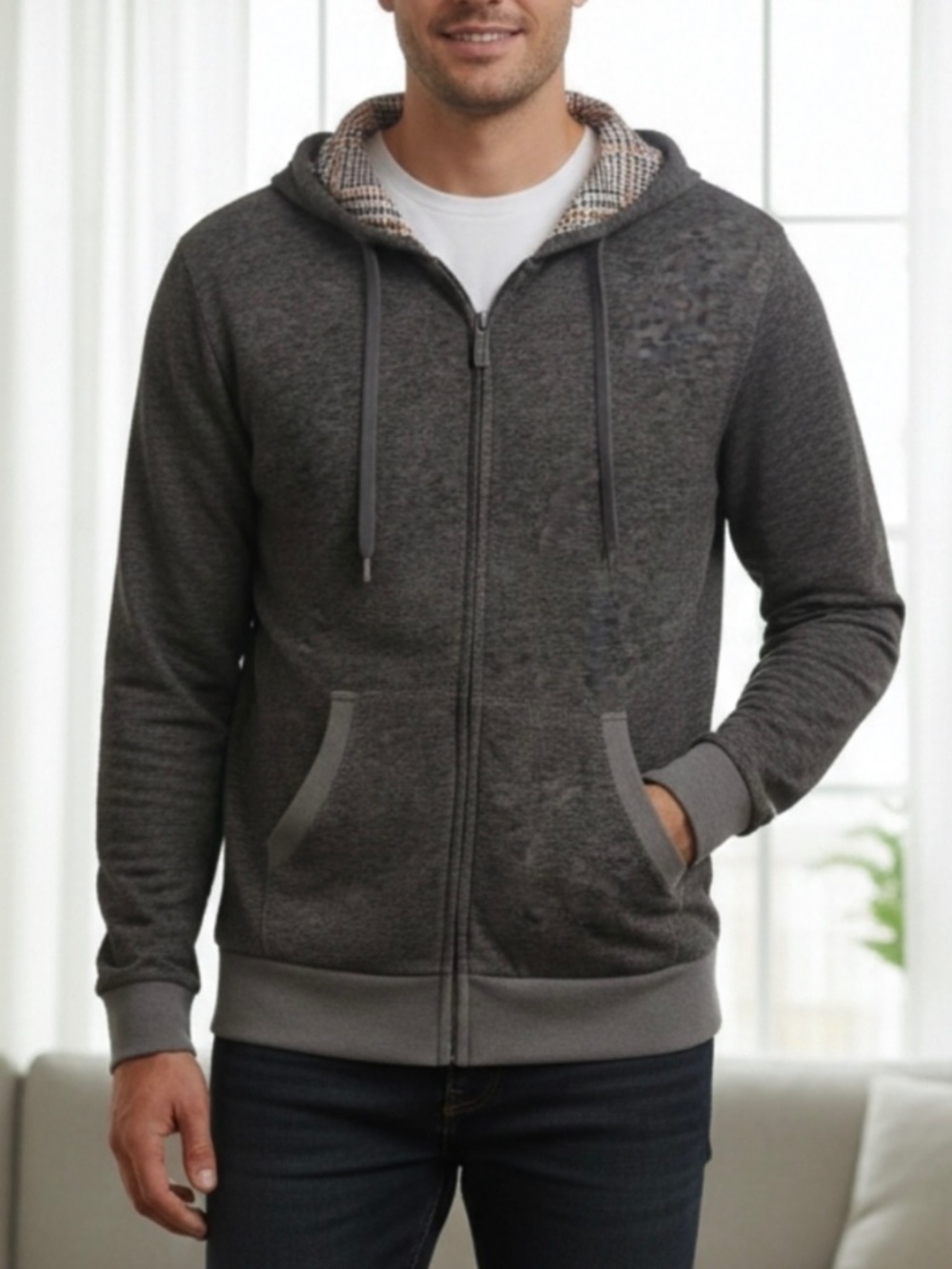 $245 Ted Baker Hoodie Signature Badge Embroidered Embossed Zipper Size L Men’s